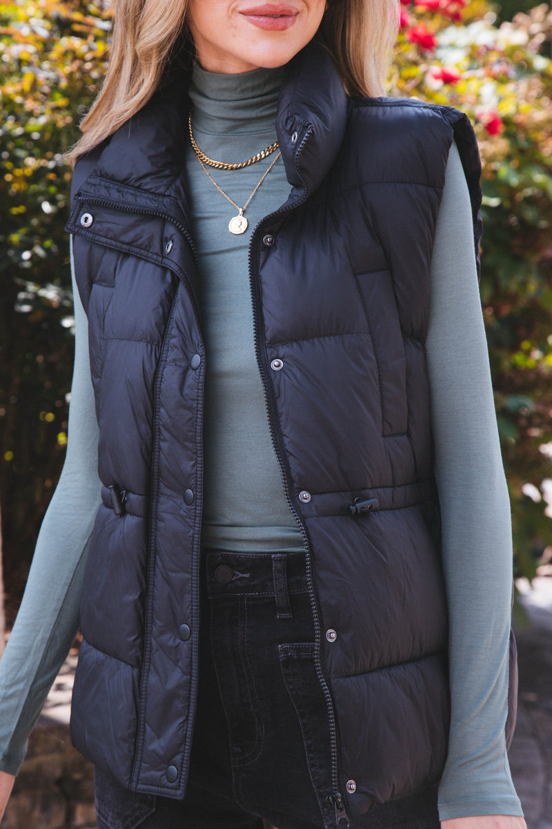 Denali Zip Up Puffer Vest, Black
