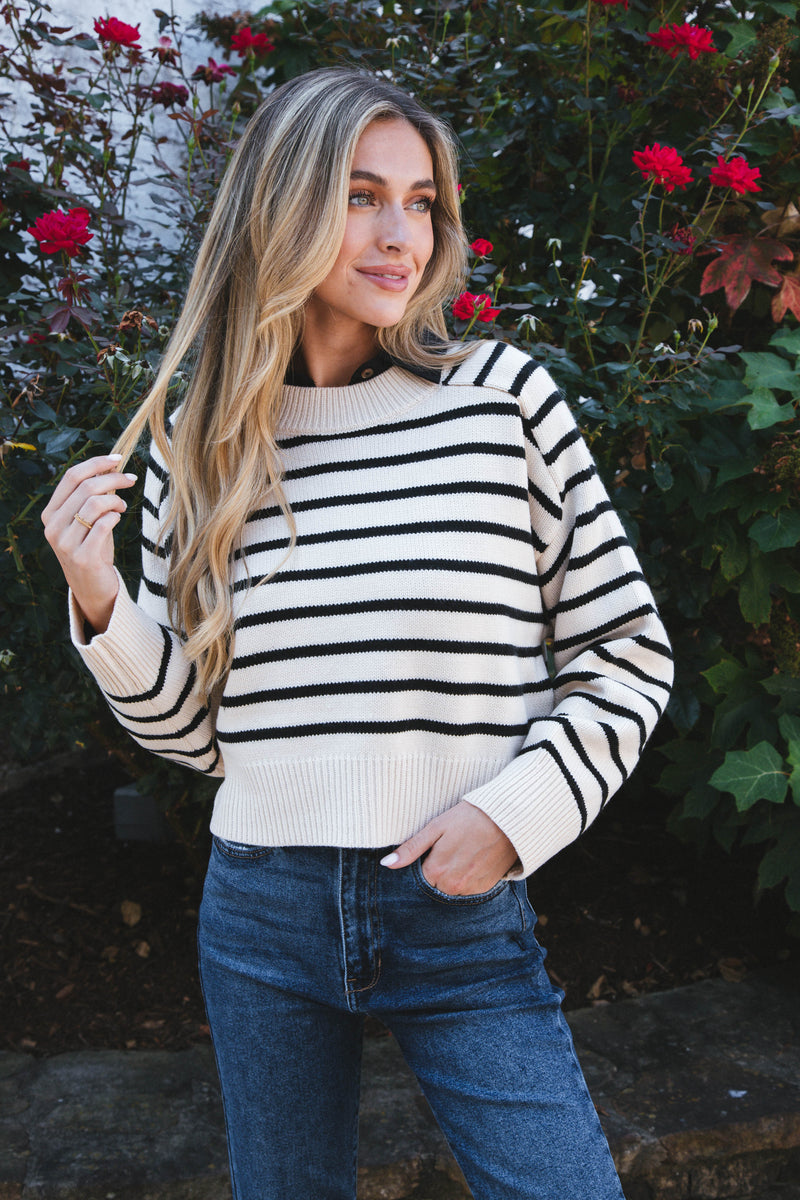 Heart And Soul Knit Sweater, Nat Black