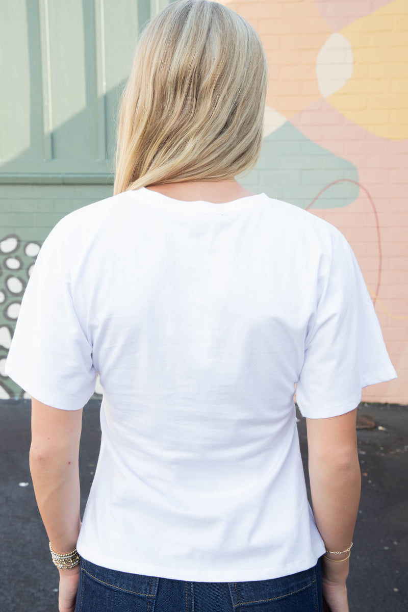 Ada Shirred Waist Dolman Tee, White | Sanctuary