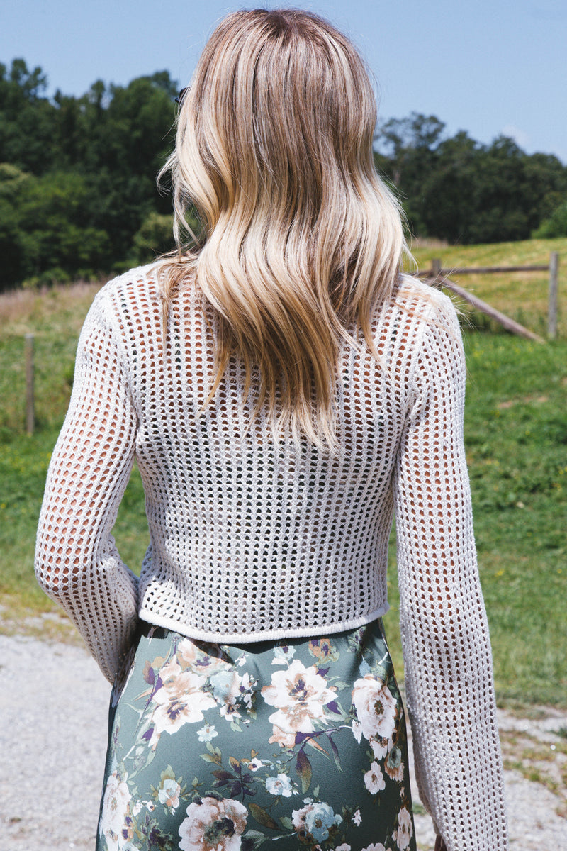 Sincerely Me Crochet Cardigan, Oatmeal