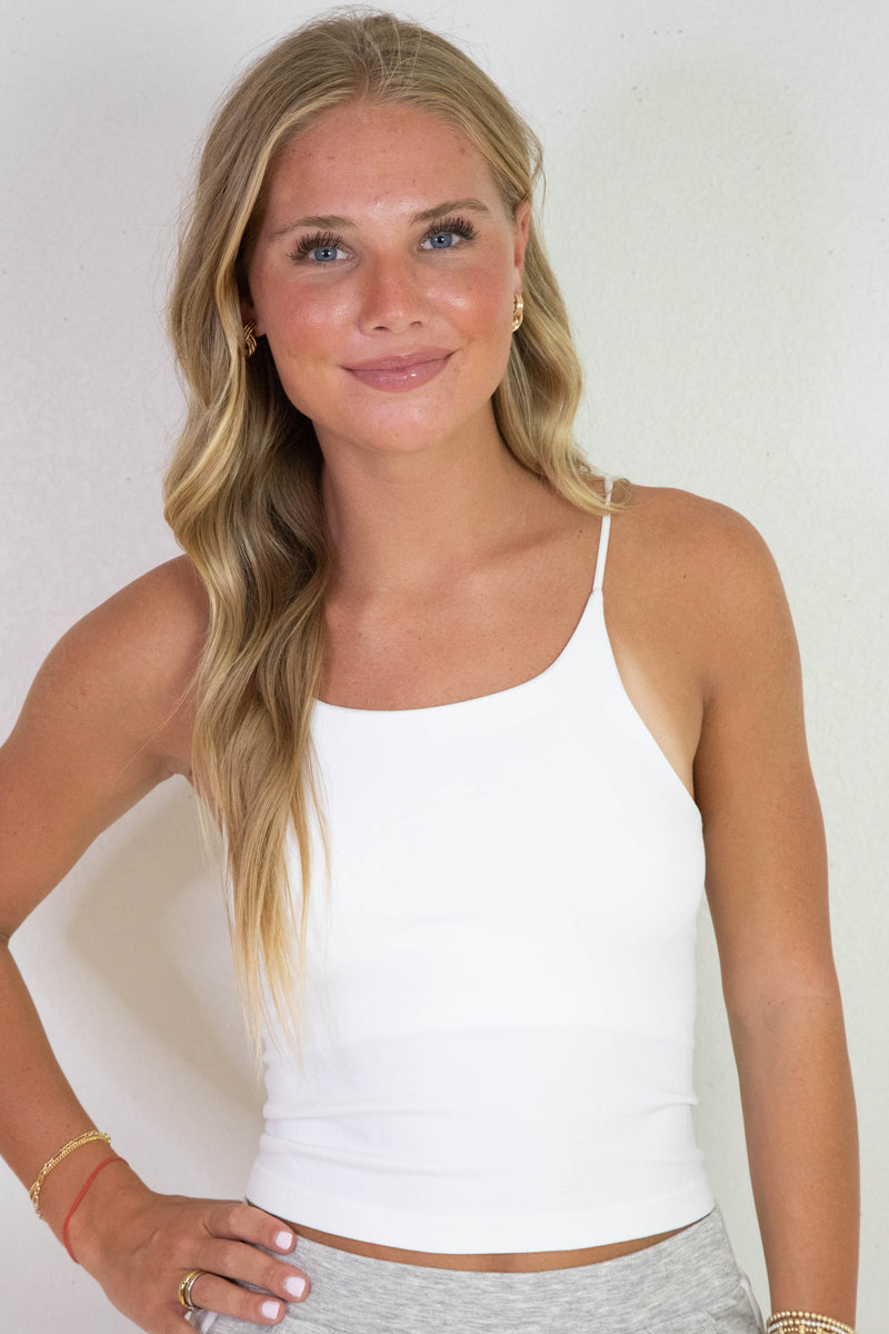 Lucille Double Layer Cropped Cami, White