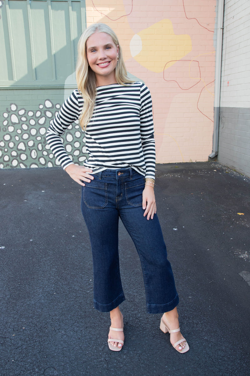Bethel Boatneck Tee, Light Oat/Black Stripe | Sanctuary
