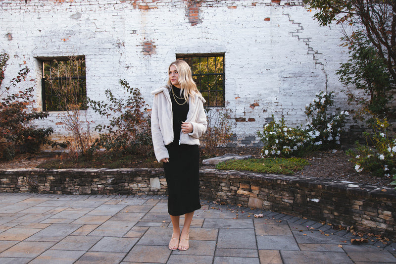 Emery Knit Midi Dress, Black