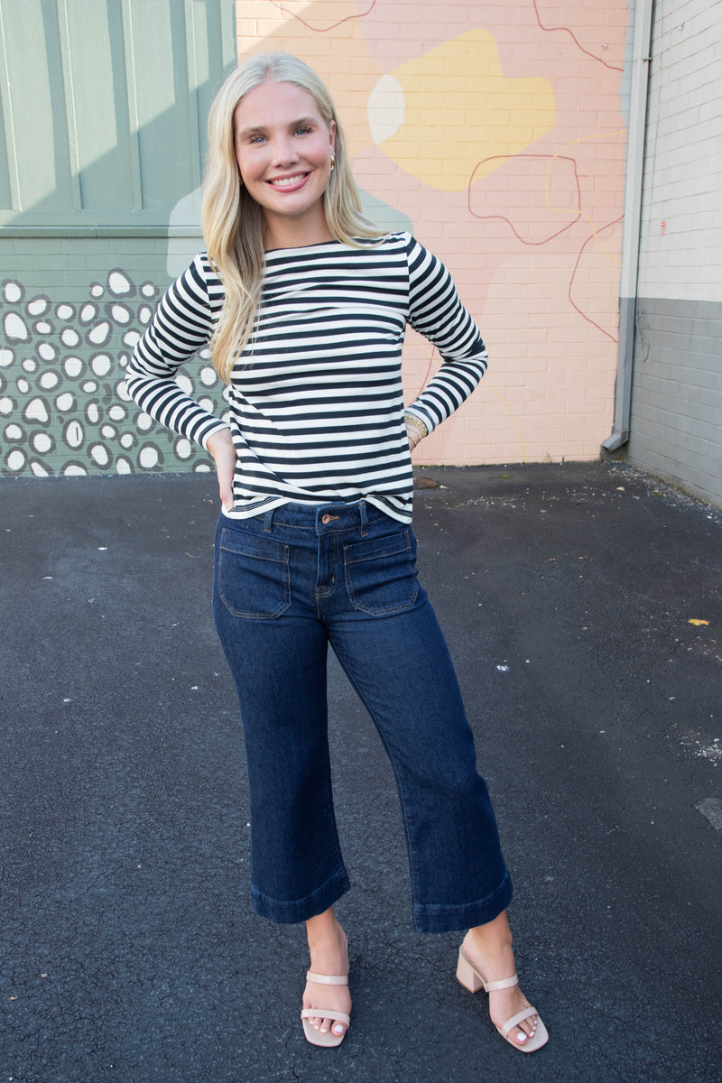 Bethel Boatneck Tee, Light Oat/Black Stripe | Sanctuary