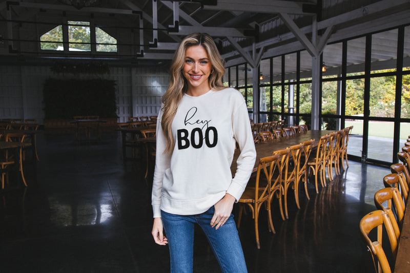 Savannah Hey Boo Sweatshirt, Putty