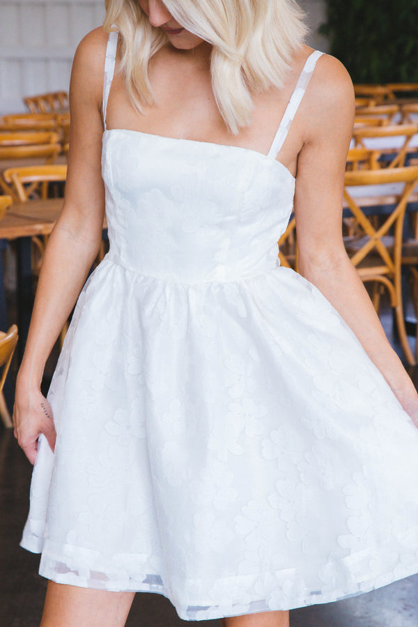Jenna Floral Overlay Mini Dress, Ivory