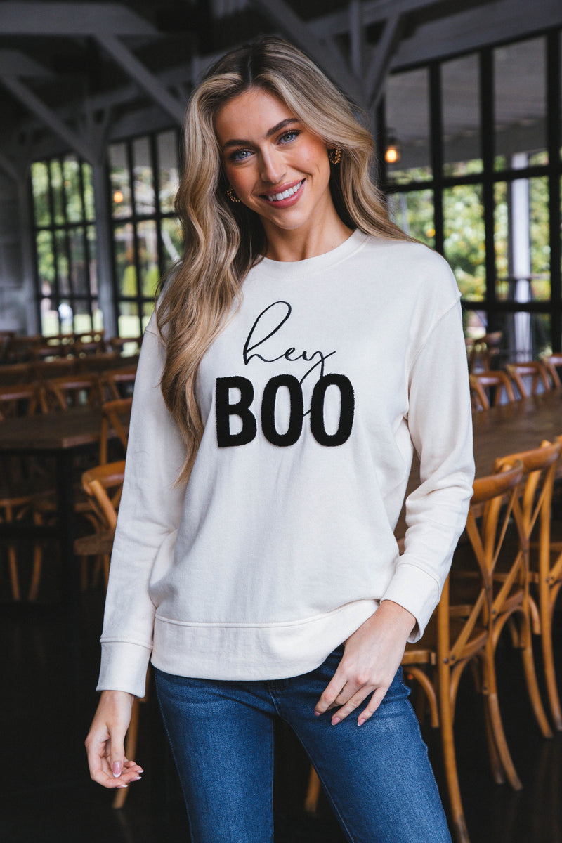 Savannah Hey Boo Sweatshirt, Putty