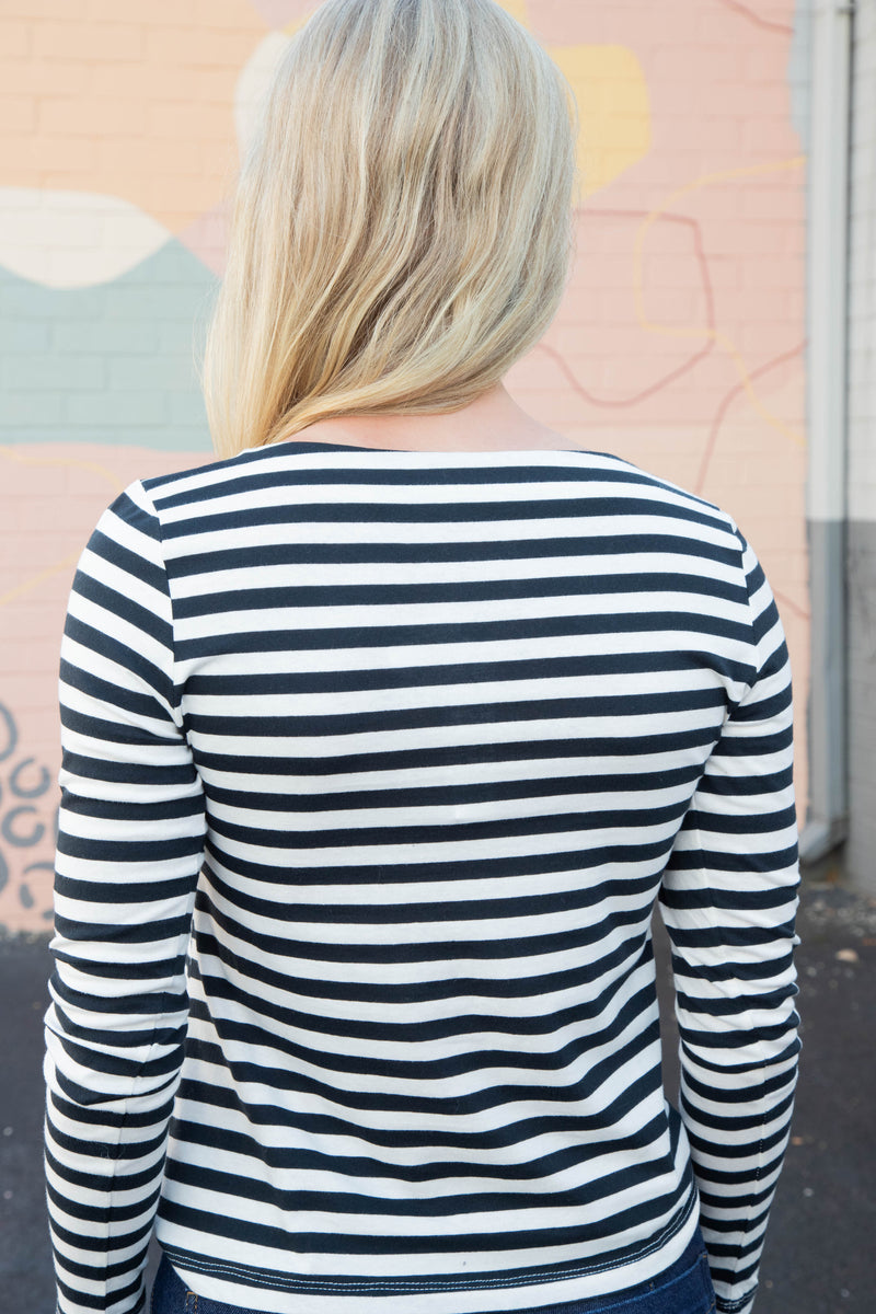 Bethel Boatneck Tee, Light Oat/Black Stripe | Sanctuary