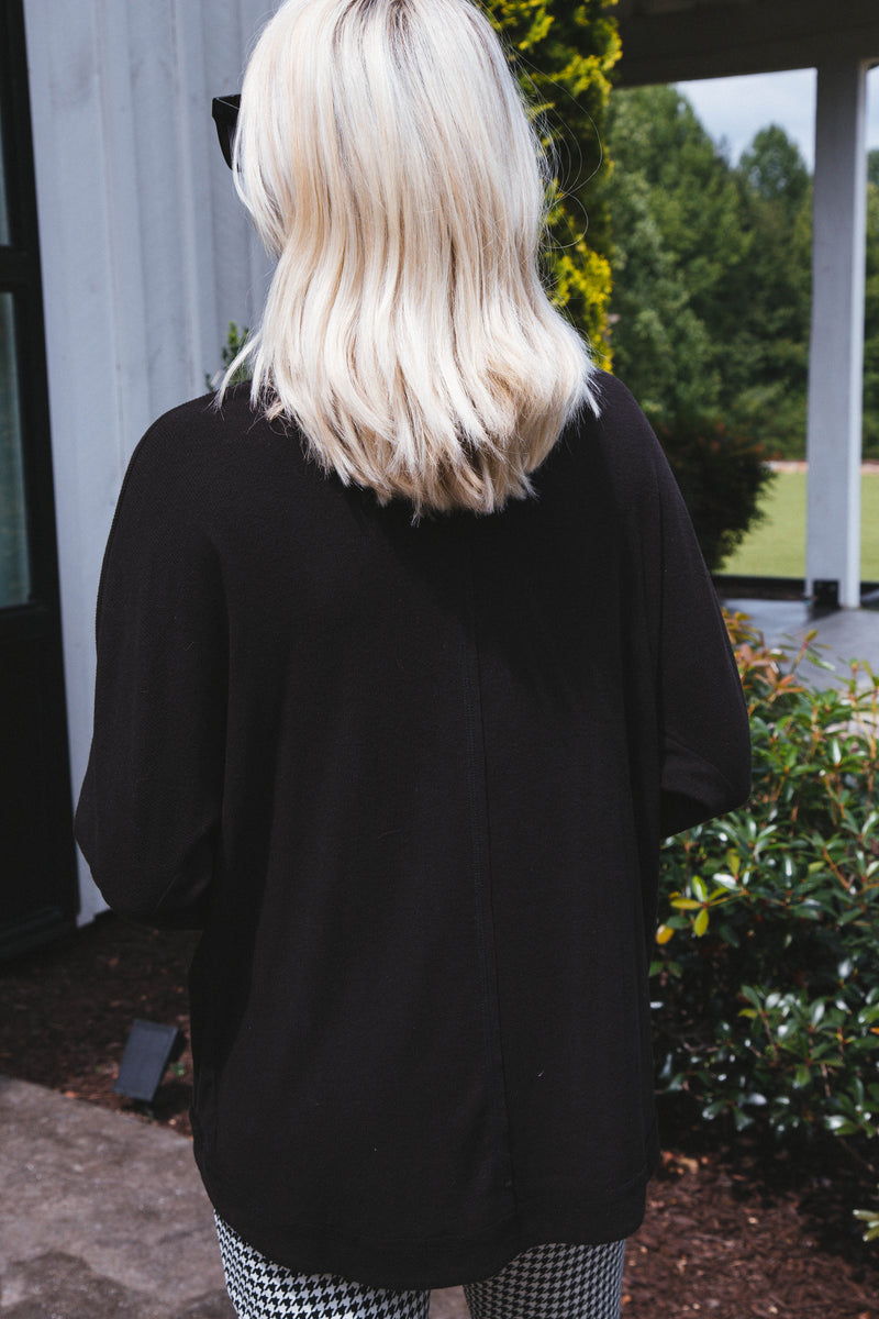 Effortlessly Cozy Cowl Neck Top, Black