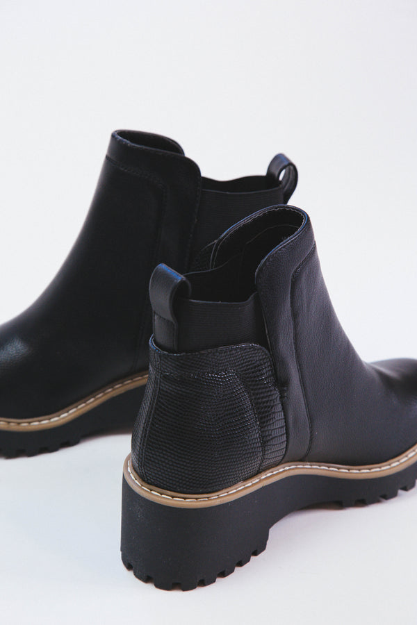 Rielle Lug Wedge Bootie, Black Exotic | DV by Dolce Vita