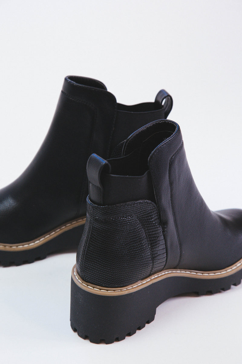 Rielle Lug Wedge Bootie, Black Exotic | DV by Dolce Vita