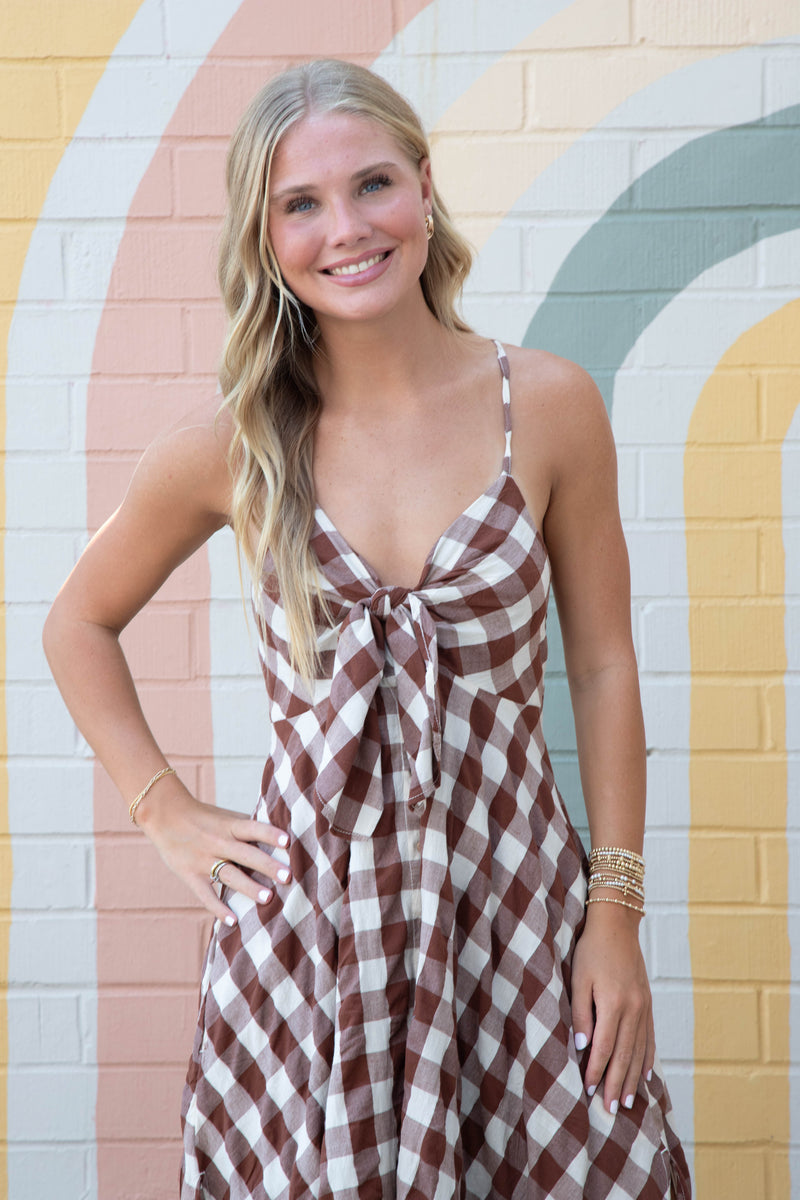 Via Midi Dress, Brown Combo | Free People