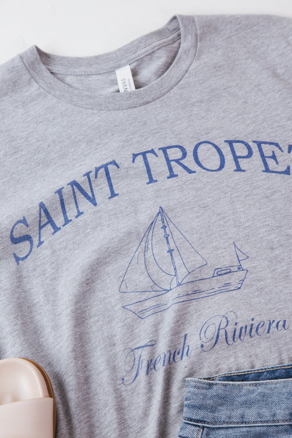 Saint Tropez Graphic Tee, Heather Grey
