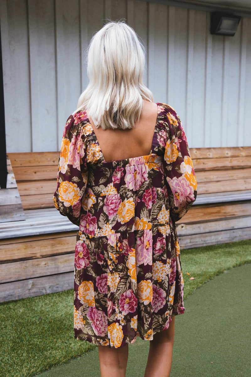 Banks Floral Tiered Dress, Plum Multi