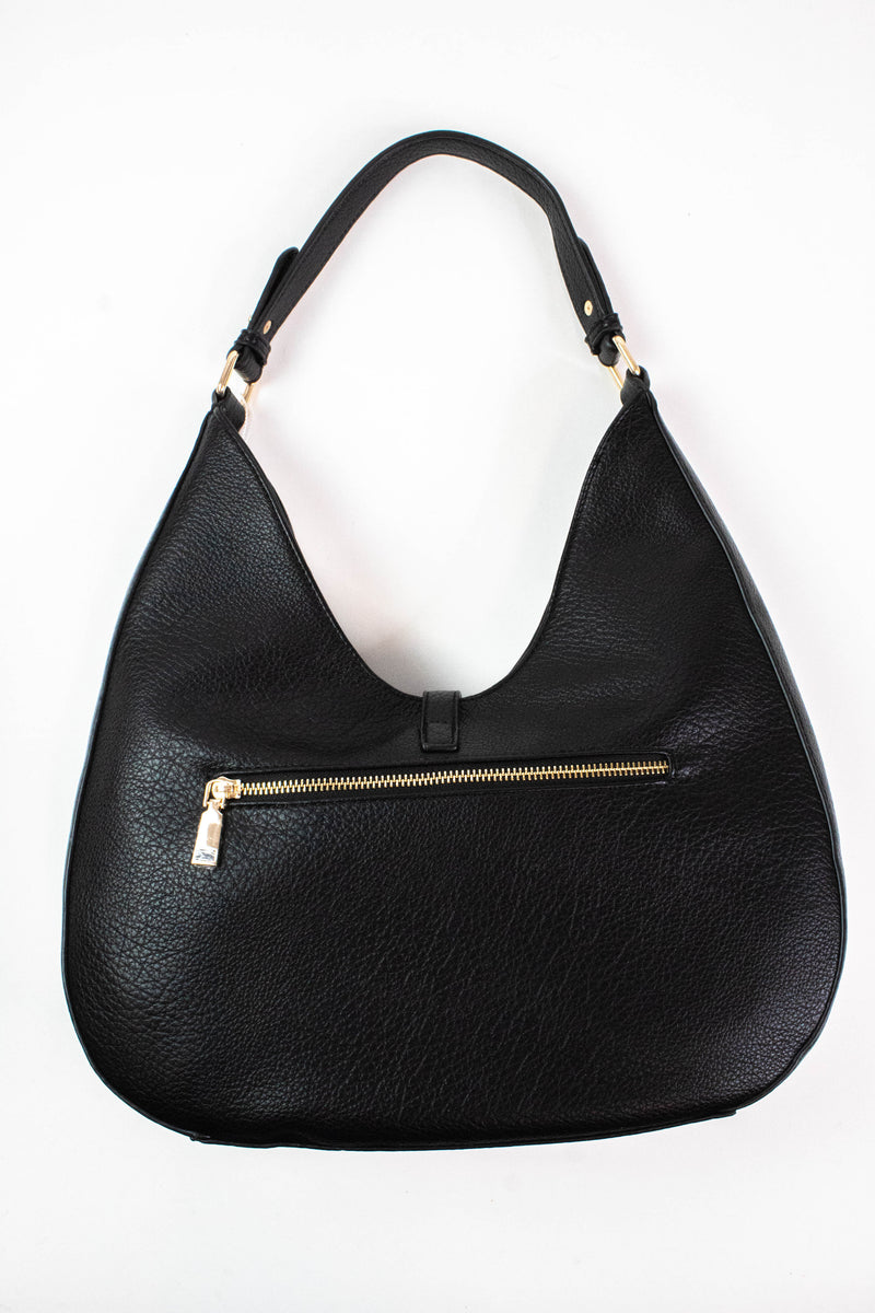 Olivia Stud Detailed Hobo Bag, Black | Moda Luxe