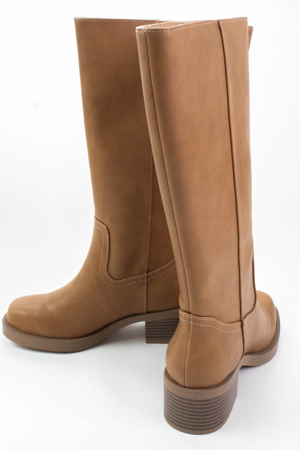 Belvin Pull On Tall Boot, Dark Natural PU