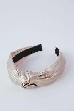 Faux Leather Top Knot Headband, Champagne