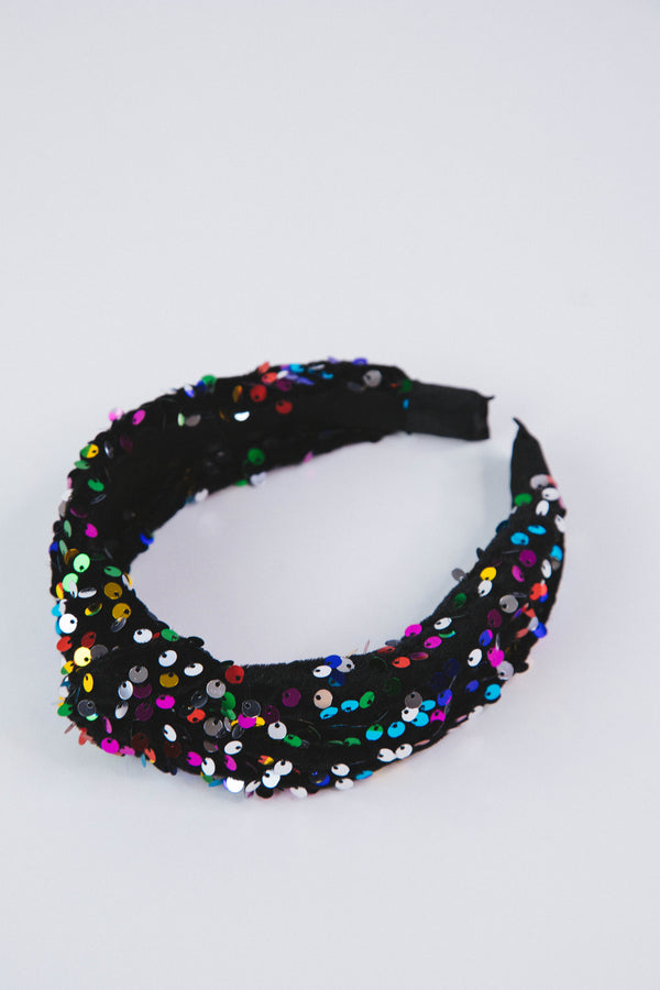 Ellison Sequin Headband, Black Multi