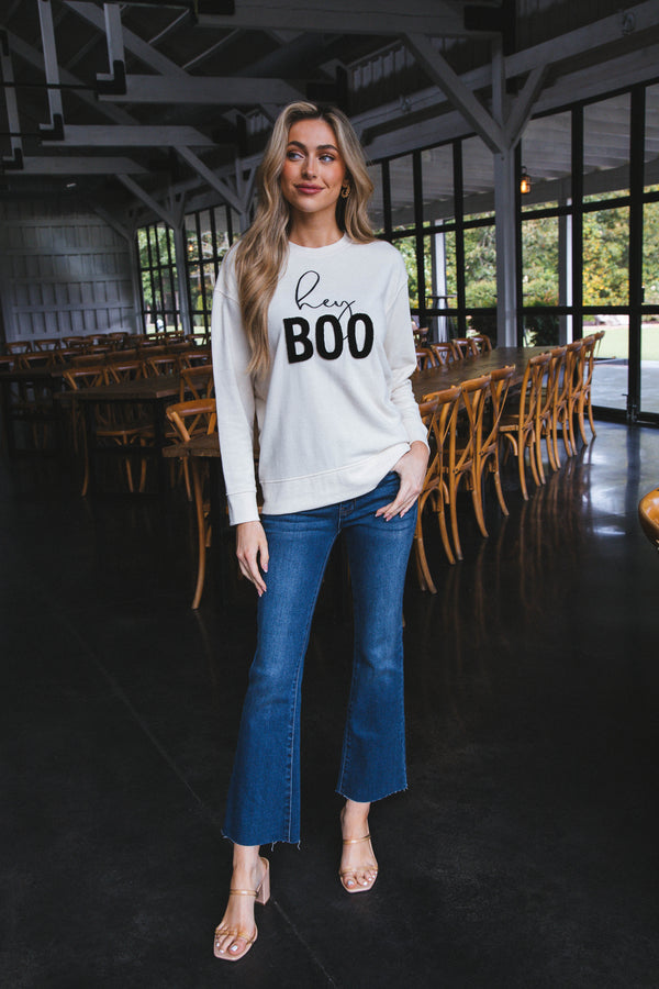 Savannah Hey Boo Sweatshirt, Putty