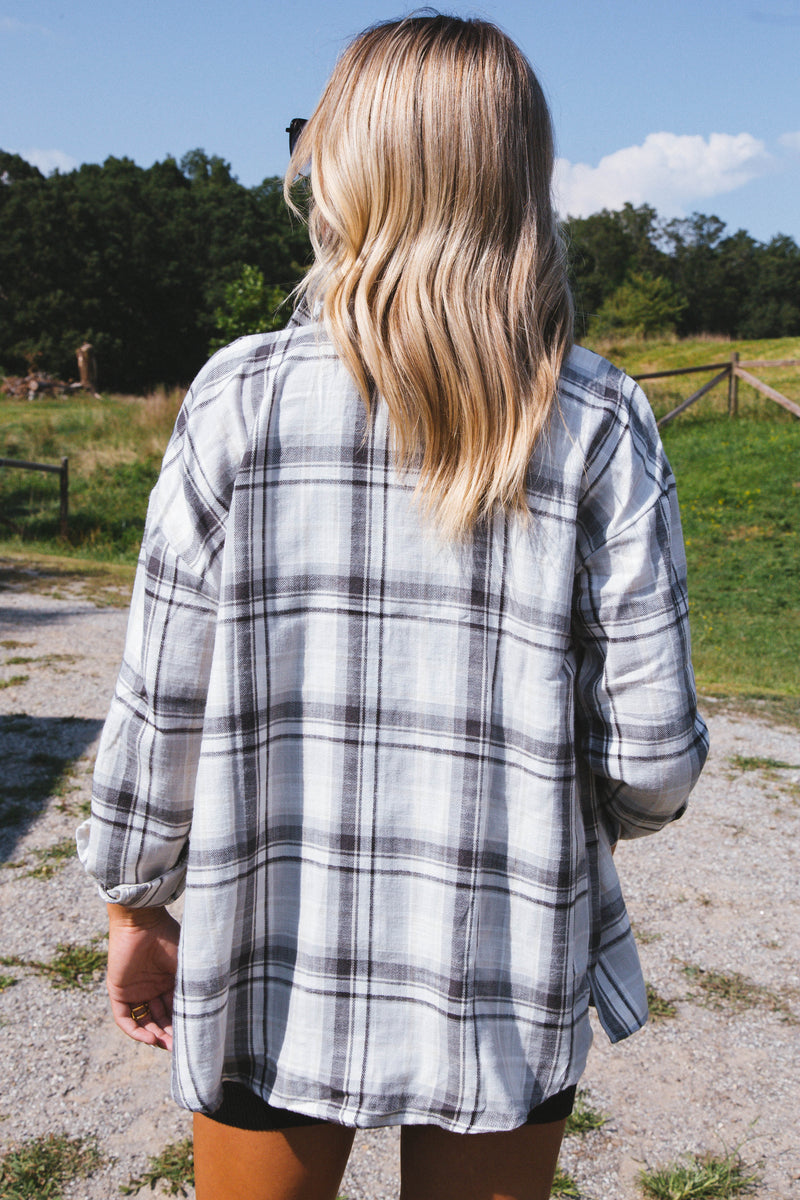 Stay Fresh Plaid Flannel, Grey