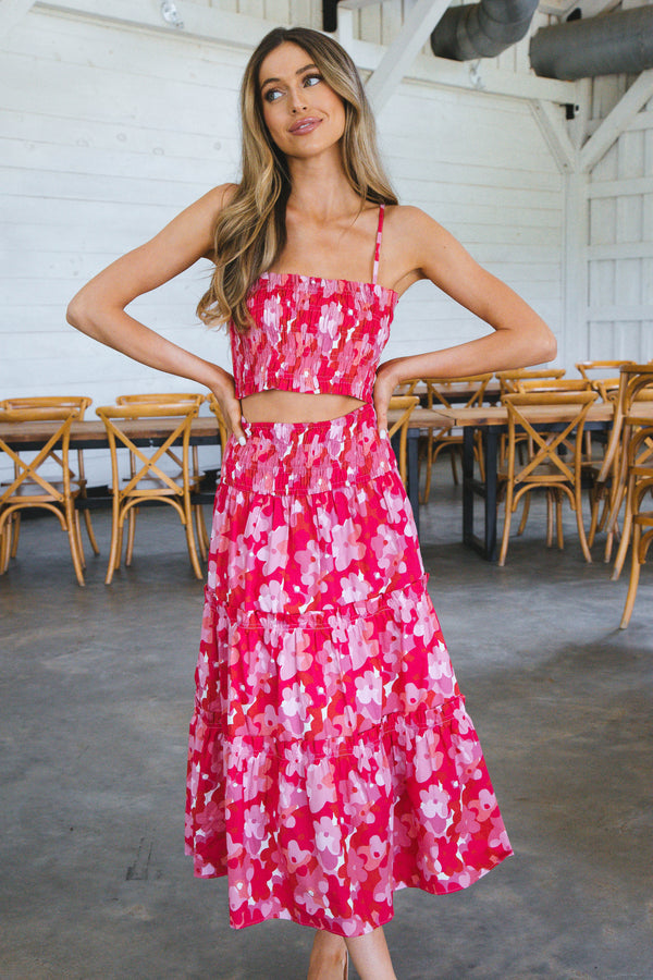 Tamra Poises Top and Skirt Set, Hot Pink | Buddy Love