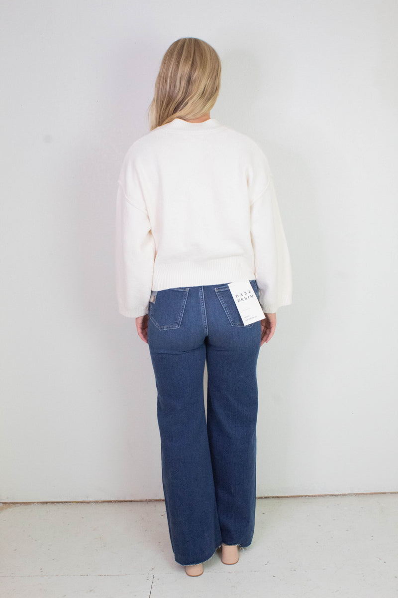 Far Out High Rise Wide Leg Jeans, Waterfall | Daze