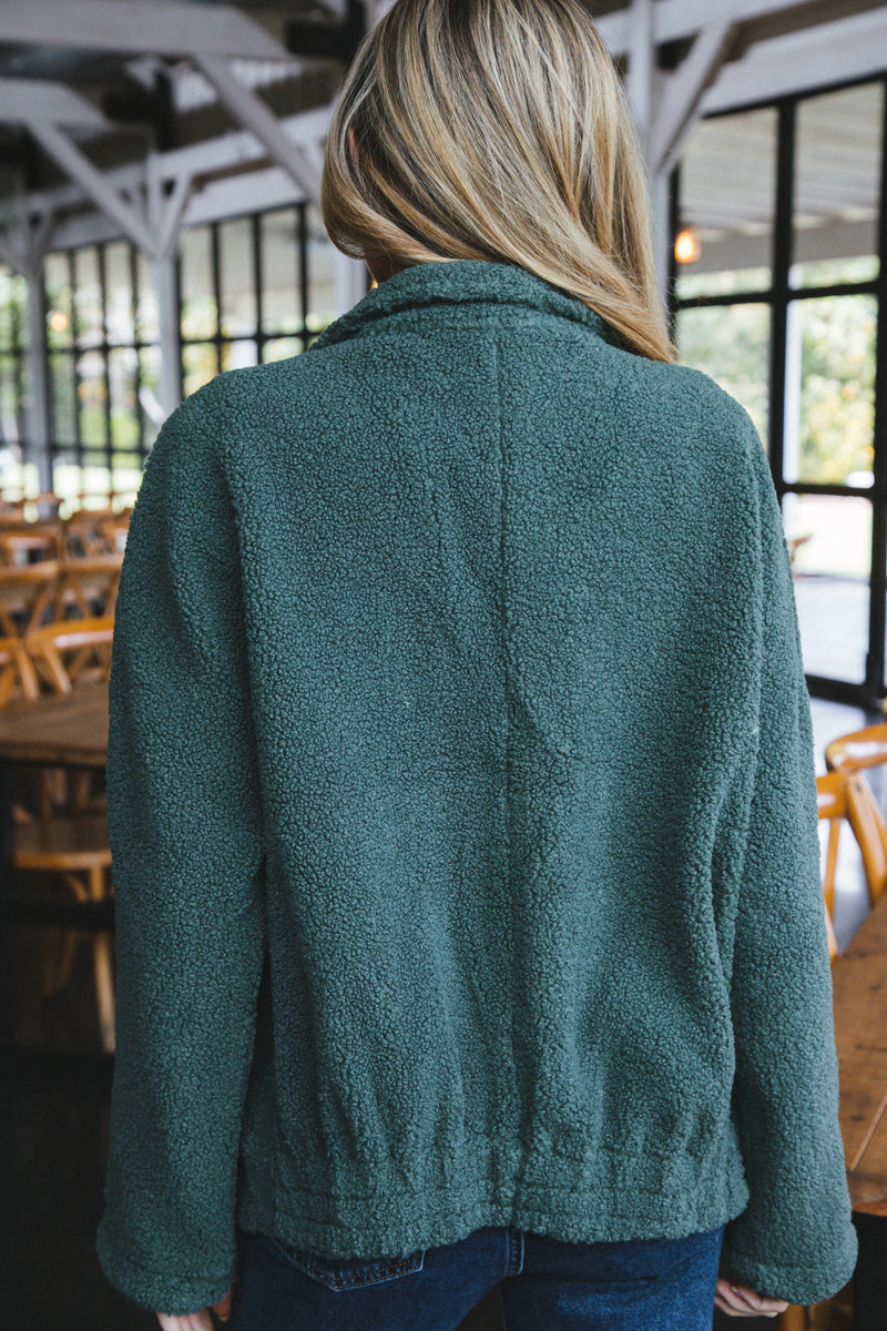 Shawnee Teddy Zip Up Jacket, Green