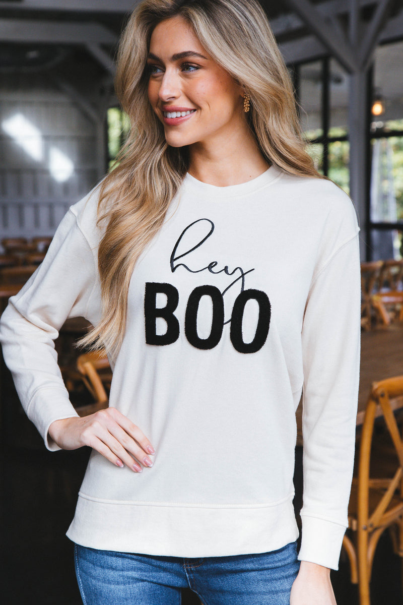 Savannah Hey Boo Sweatshirt, Putty