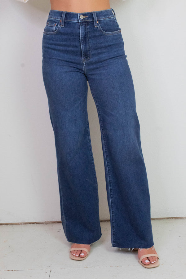 Far Out High Rise Wide Leg Jeans, Waterfall | Daze