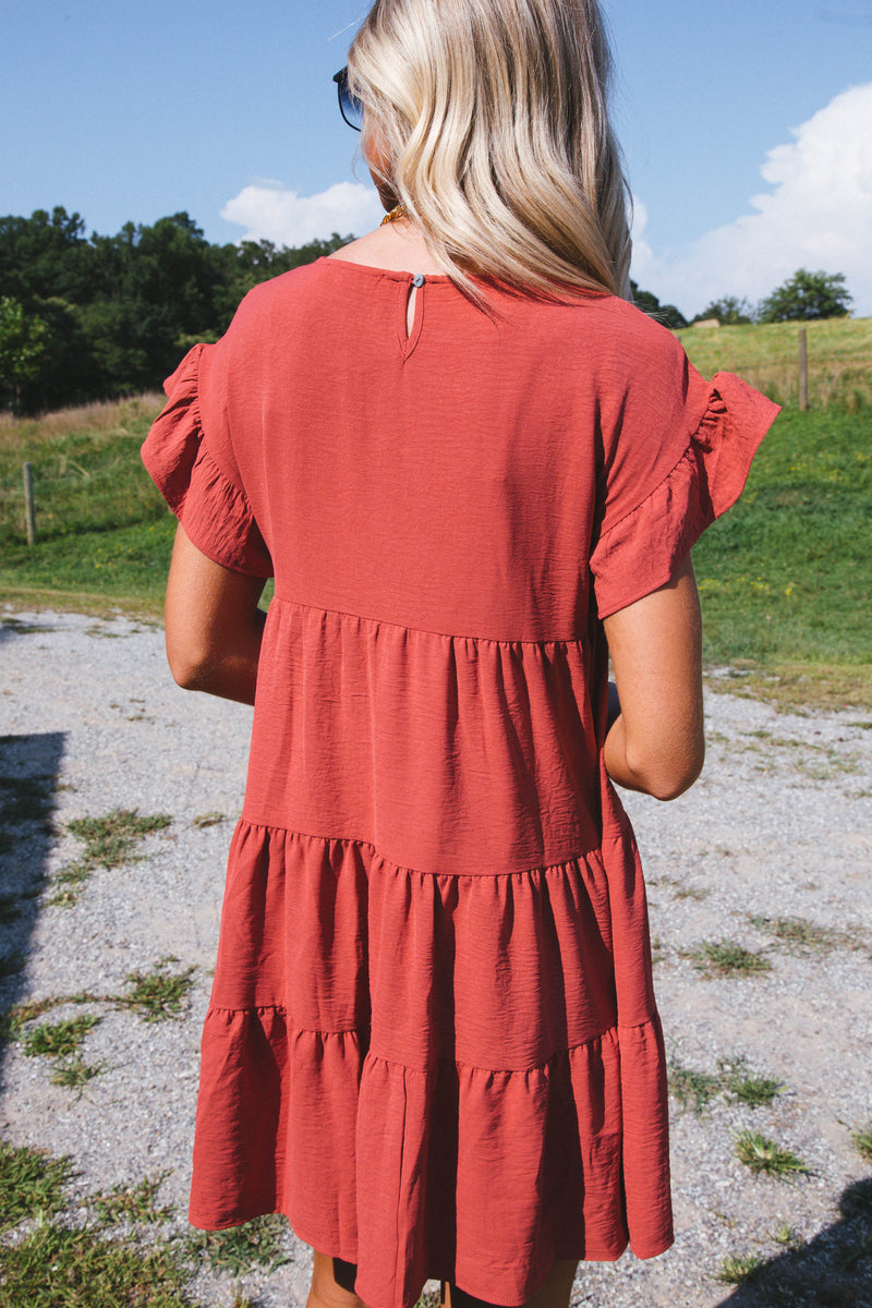 Spiced Up Tiered Mini Dress, Cinnamon | Extended Sizes