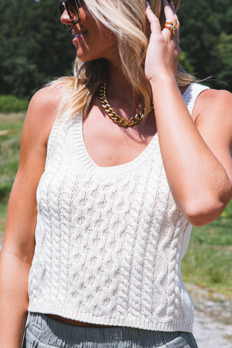 High Tide Cable Tank, Tea | Free People