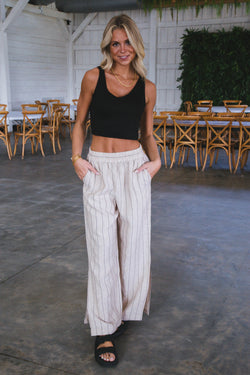 Selina Side Slit Wide Leg Pant, Artisan Stripe | Sanctuary