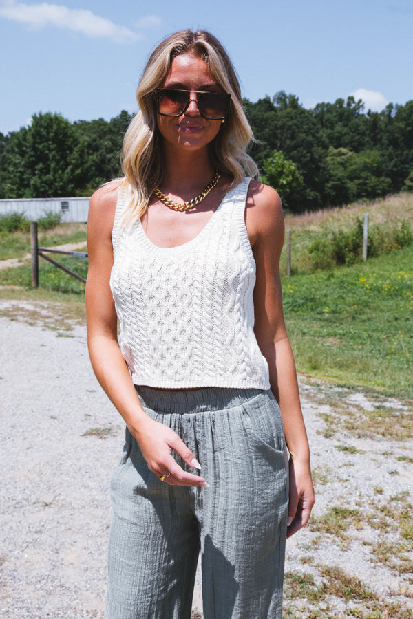 High Tide Cable Tank, Tea | Free People