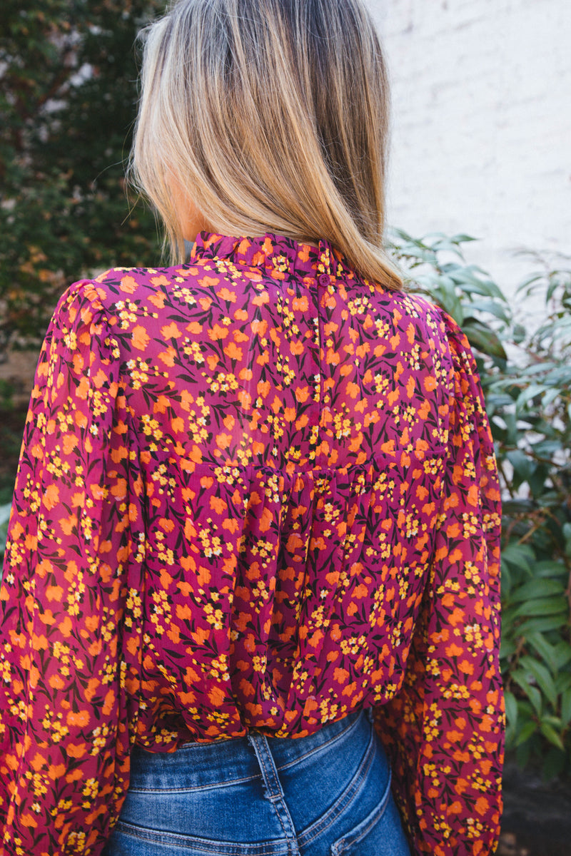 Nikita Floral Blouse, Berry