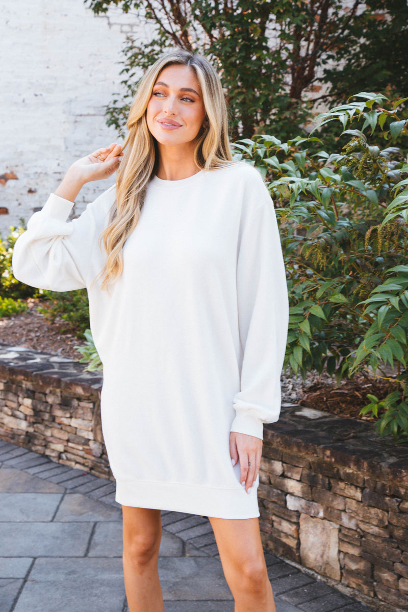 Saraid Sweatshirt Dress, Cream
