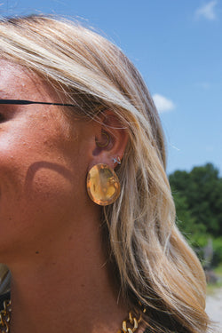 Vanessa Oval Statement Earrings, Gold | Sahira Jewelry