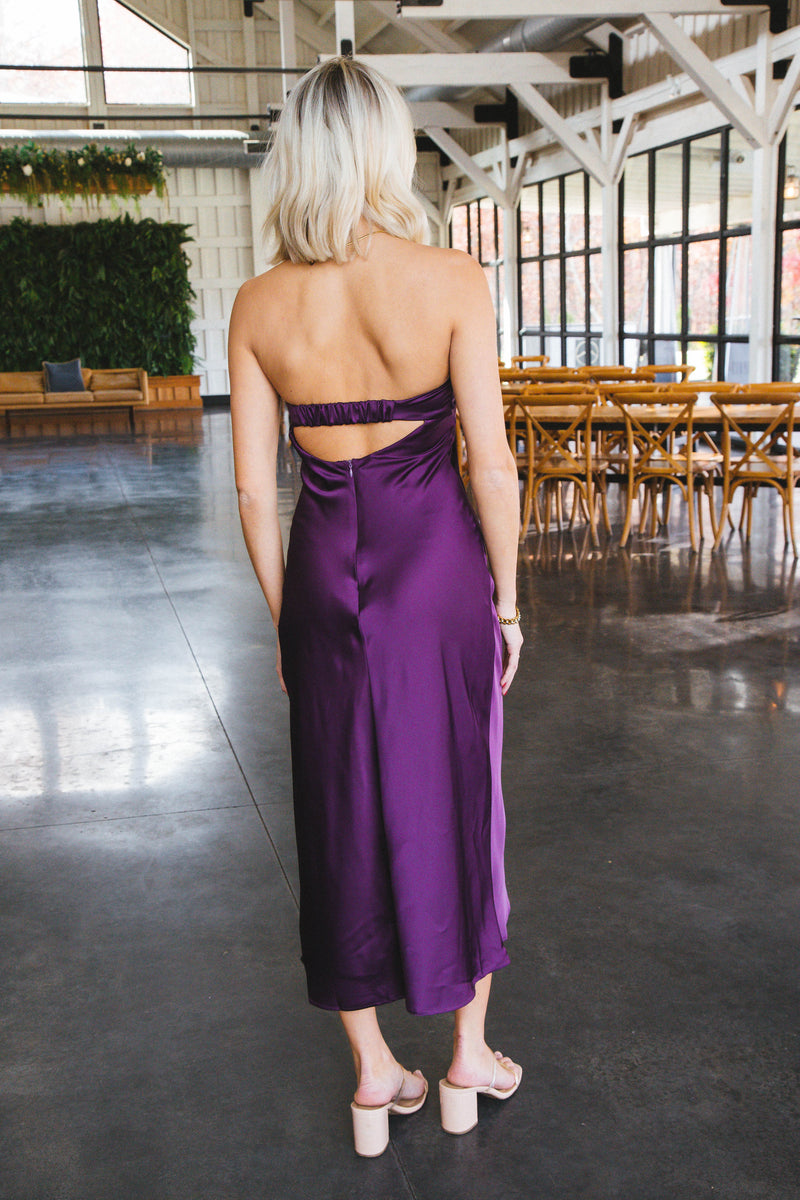 Bias Tube Midi Dress, Purple