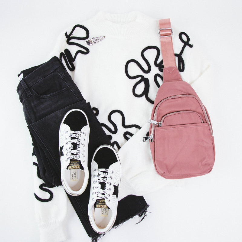 Nylon Sling Bag, Pink | Fame Accessories