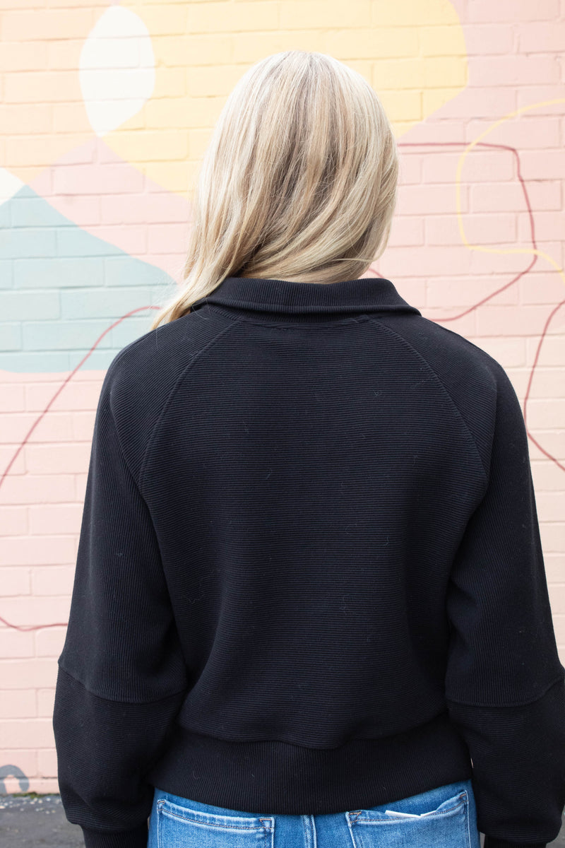 Miu Ottoman Half Zip Top, Black | RD Style
