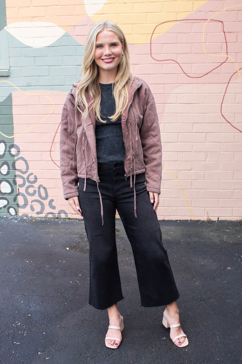 Leslie Washed Quilted Jacket, Brown