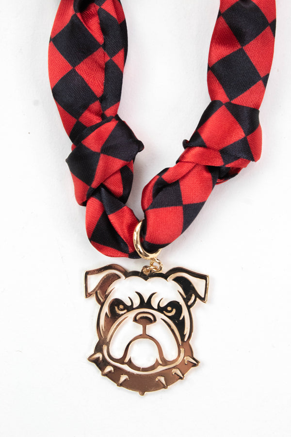 Georgia Gameday Scarf Necklace, Red/Black