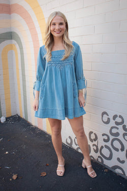 Sonora Denim Mini Dress, Cornflower | Free People