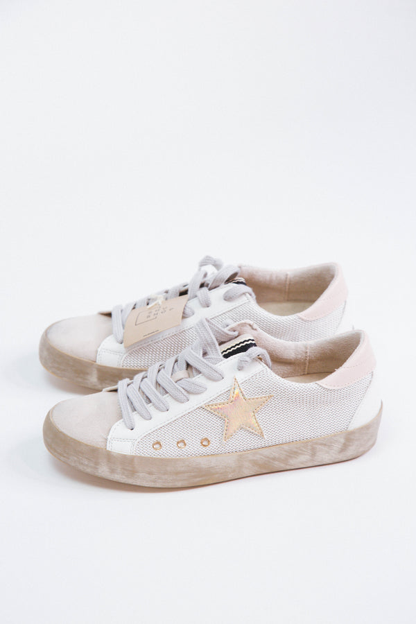 Paula Lace Up Star Sneaker, Bone Mesh  | SHUSHOP
