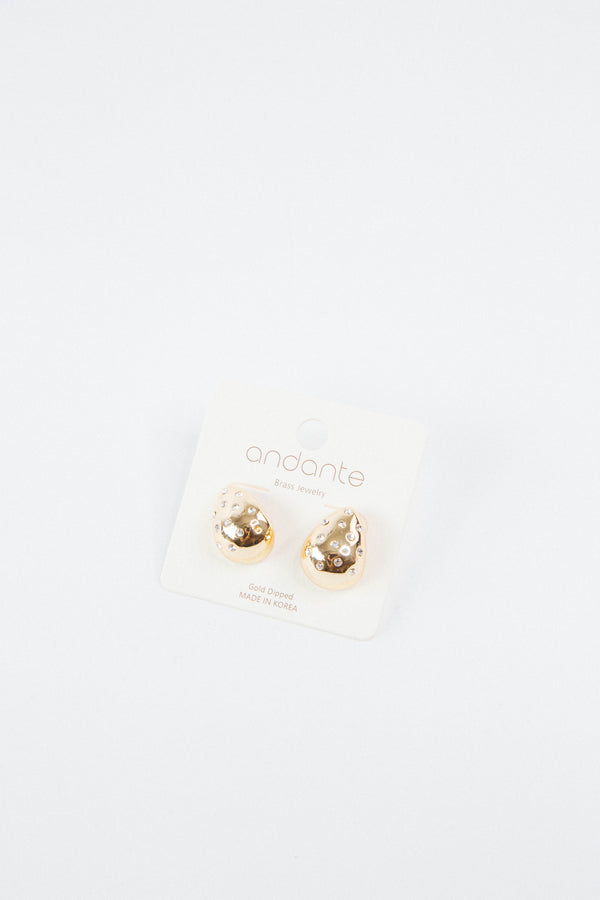 Willa Teardrop Brass Earring, Gold