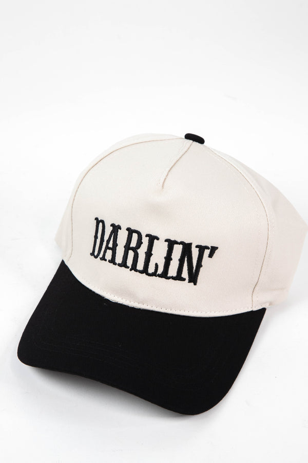 Darlin' Embroidered Two-Tone Cap, Black