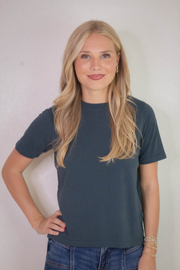 Adalynn Classic Boxy Fit Tee, Midnight Navy