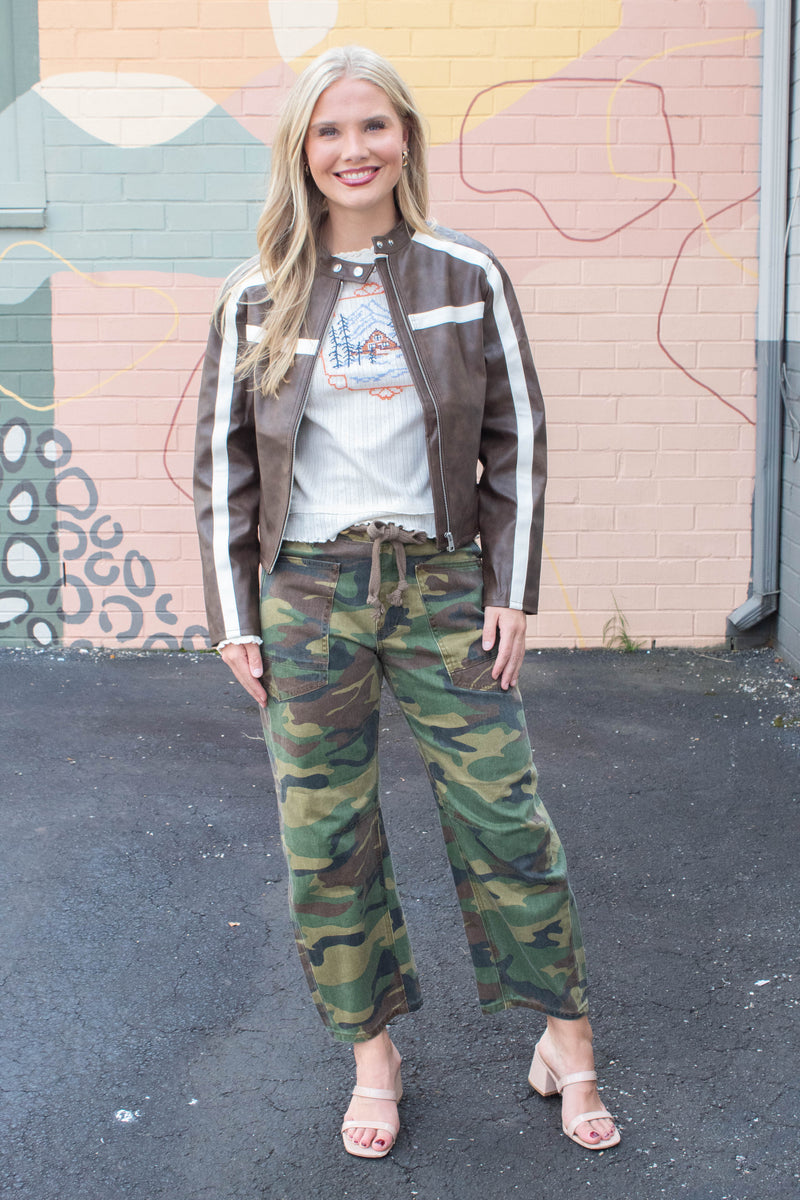 Alana Mid Rise Barrel Leg Pants, Camo