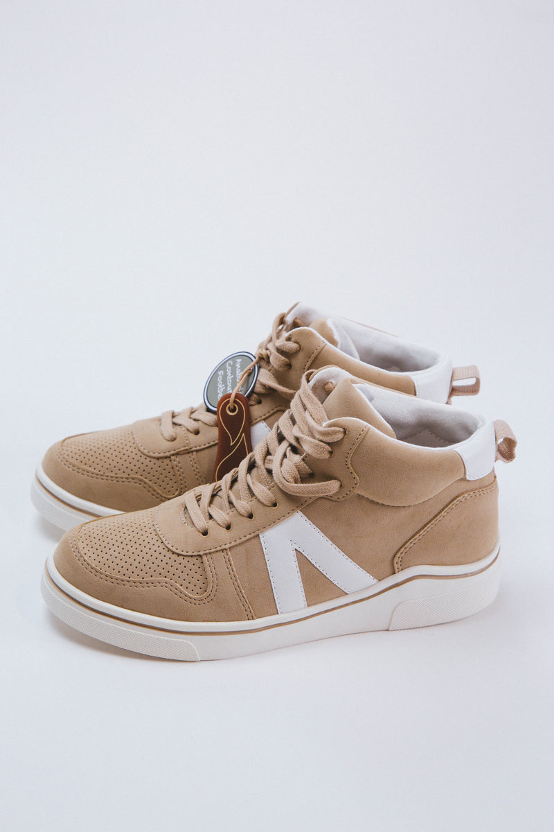 Gio High Top Sneakers, Sand/White