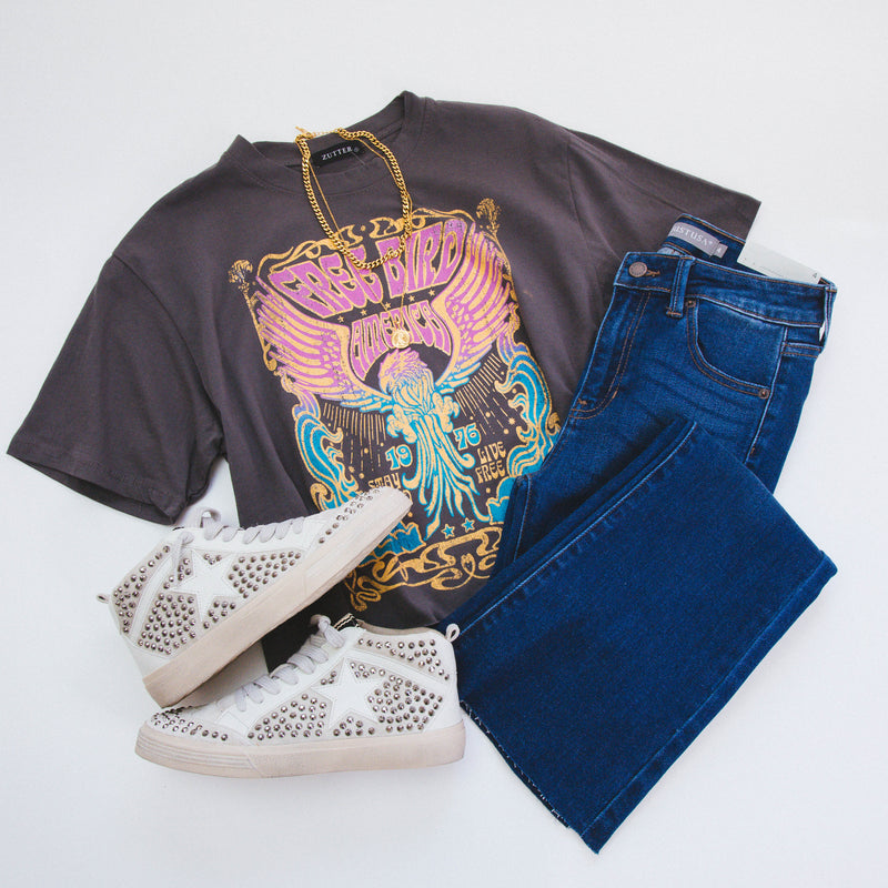 Free Bird America Cropped Tee, Ink