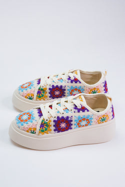 Rambling Crochet Platform Sneaker, Pink Multi | Dirty Landry